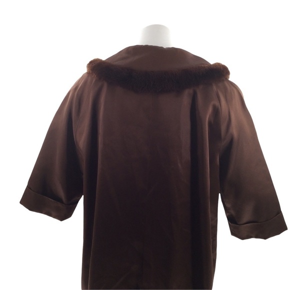 Vintage 1920s Art Deco Fur and Silk chocolate Brown Coat - Picture 14 of 16